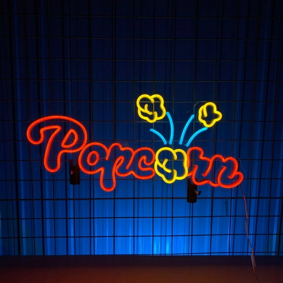 Handmadetneonsign Popcorn Neon Sign, Movie Theater Wall Art Decor, Home Bedroom Kid Room Wall Decor