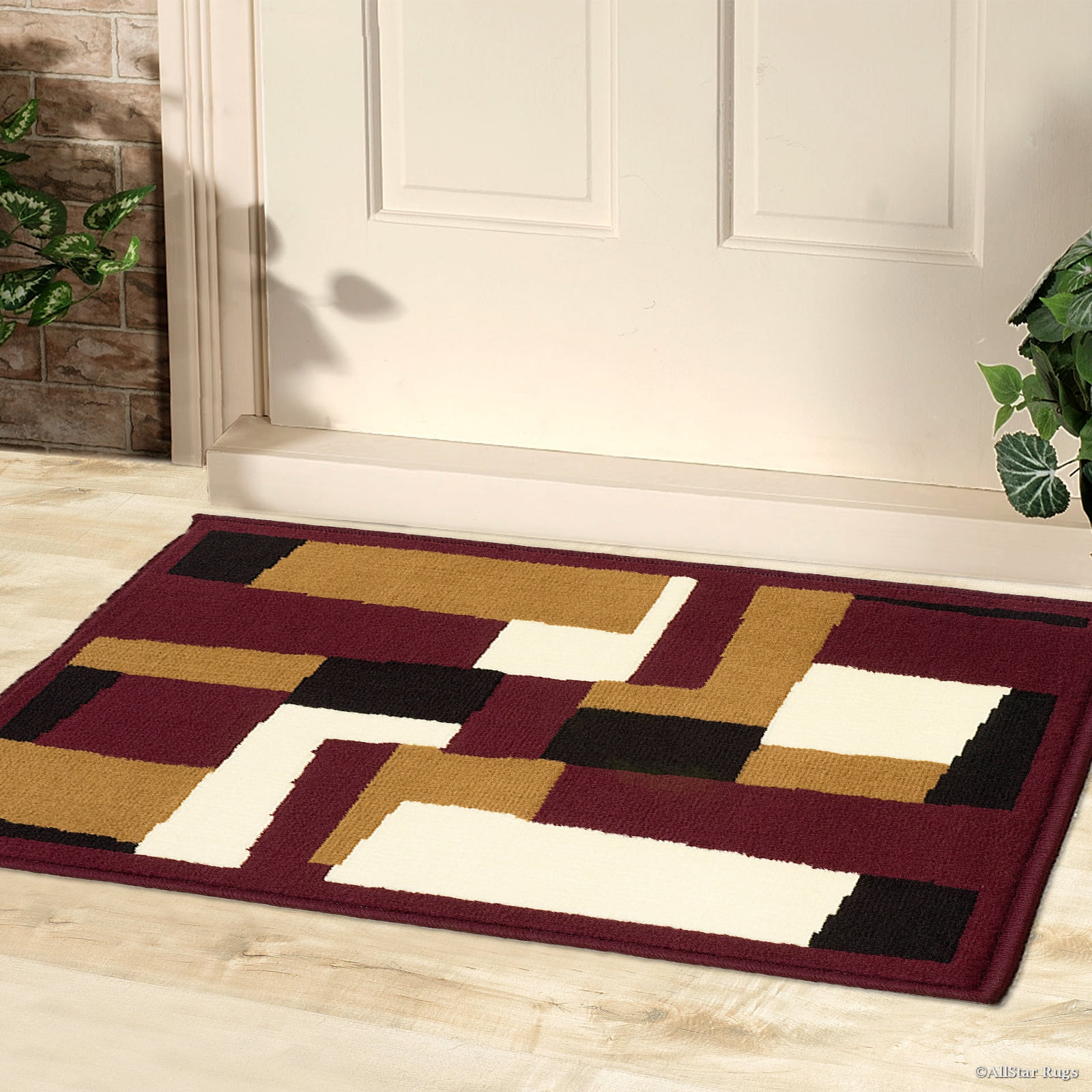 Allstar Dark Brown Doormat Accent Rug Doormat Accent Rug Area Rug. Squares (2' 0" x... by