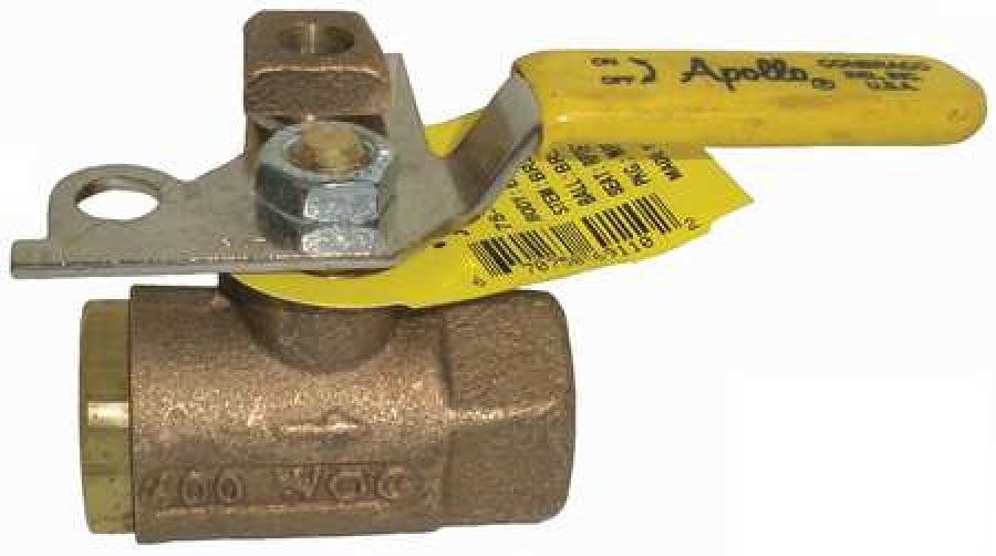 APOLLO 7510341 1/2" FNPT Bronze Ball Valve Inline, Overall Length 2.