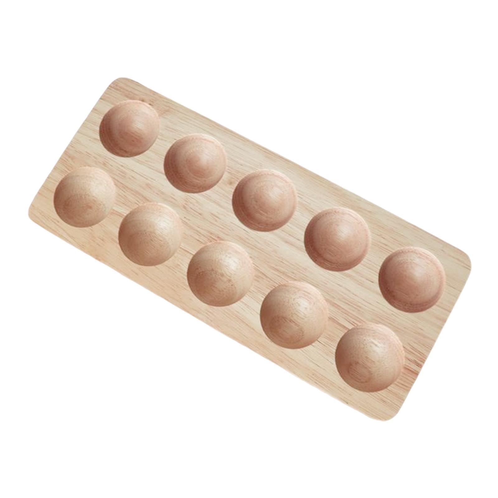 Wooden Egg Holder Double Row Sturdy Durable Portable Practical Storage Tray Container for Household Refrigerator Kitchen Countertop Tabletop 10 Slot