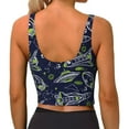 thumbnail image 3 of Fotbe Hand Drawn Rockets Pattern Womens' Sports Bra Longline Wirefree Padded with Medium Support Sports Moisture-Wicking Workou Vest,Tank Top-Medium, 3 of 9