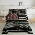 thumbnail image 2 of Vintage American Flag Bedding, Camo Aircraft Comforter Set Grunge Retro Stars And Stripes Bedding Sets, Airplane Army Force Theme Duvet Set With 1 Pillowcase, Black Green, 2 of 6