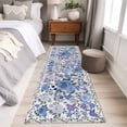 thumbnail image 4 of Runner Rugs 2x6 Ft, Boho Blue Flower Non Slip Area Rugs for Kitchen Bedroom Entryway, Spring Watercolor Country Floral Plant Washable Carpet Runner Rug Floor Mats for Bedroom Home Decor, 4 of 8