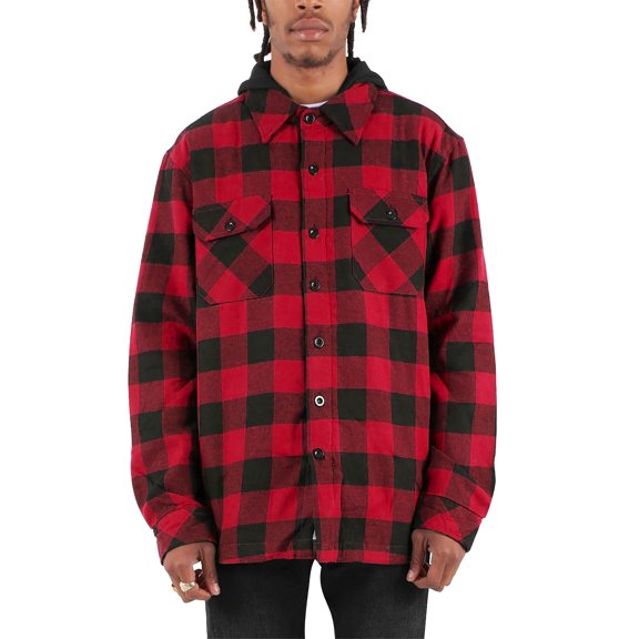 Ma Croix Mens Flannel Hoodie Jackets for Men Long Sleeve Plaid Shirt