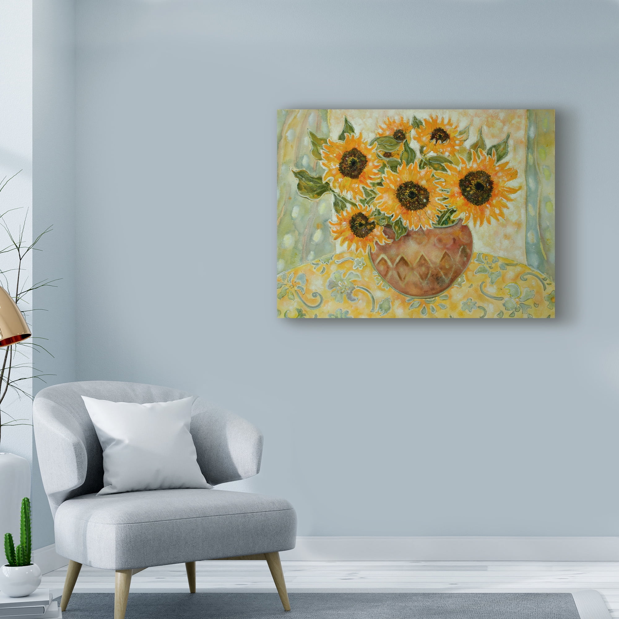 Trademark Fine Art 'A Sienna Bowl Of Sunflowers' Canvas Art by Lorraine Platt