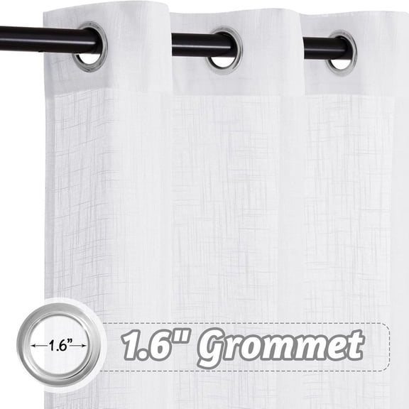 Sliding Door Sheer Curtains - Extra Wide Linen Textured Light Filtering Room Divider Drape for Living Room Large Window Patio Door, 100 x 84 inches Long, 1 Panel