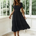 thumbnail image 5 of BLVB Summer Fall Dresses for Women Short Sleeve Trendy Beach Midi Dress Square Neck Tiered Boho Sundress, 5 of 6