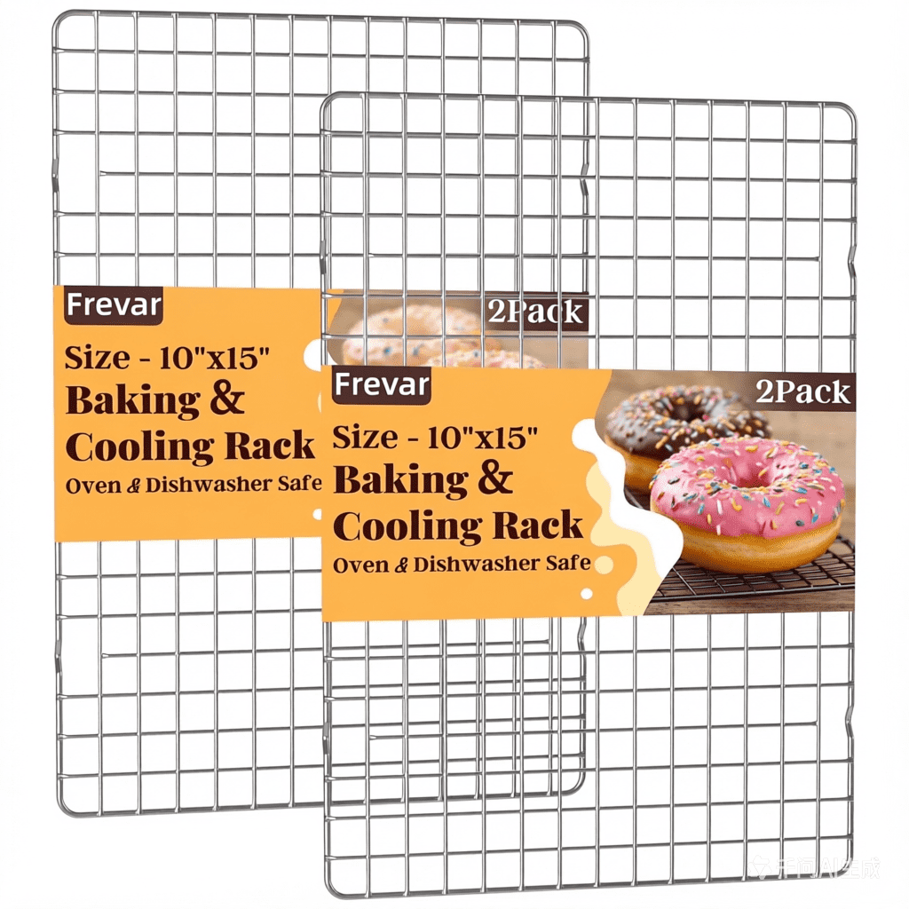 2 PCS Cooling Racks for Cooking and Baking, 10 in x 15 in Grid Wire Baking Rack for Oven Cooking, Baking, Grilling, Roasting -Dishwasher Safe Bacon Rack- Fits Jelly Roll Cookie Sheet Pan