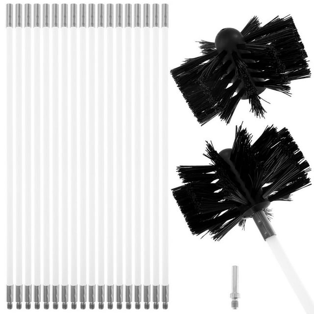 Chimney Cleaning Brush Long Handle Chimney Sweep Kit With Flexible Rods and Replaceable Brush Head Nylon Sweep Brush For Home Indoor Inside