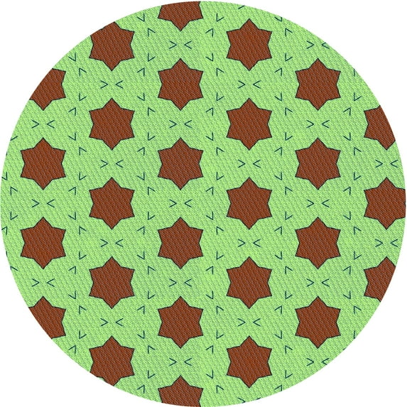 Ahgly Company Machine Washable Indoor Square Transitional Yellow Lawn Green Area Rugs, 3' Square