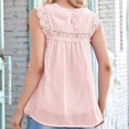 thumbnail image 4 of Tank Tops for Women Plus Size Chiffon Sleeveless Lace Ruffles Hollow Plush Ball Tank Shirt Pink S, 4 of 4