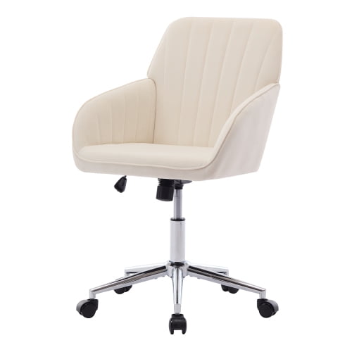 Taoruifang Beige Ergonomic Swivel Chair with silver legs , Adjustable Office Chair