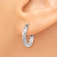 thumbnail image 3 of 14K White Gold Diamond-cut 2.8x15mm Hollow Hoop Earrings 14k White Gold Earrings, 3 of 4