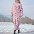 thumbnail image 2 of RMGVDSD Women's Turtleneck Oversized Long Sweater Dress Solid Color Casual Loose Long Sleeve Fall Winter Knit Dresses Trendy Casual Knitted Tops /Pink, 2 of 5