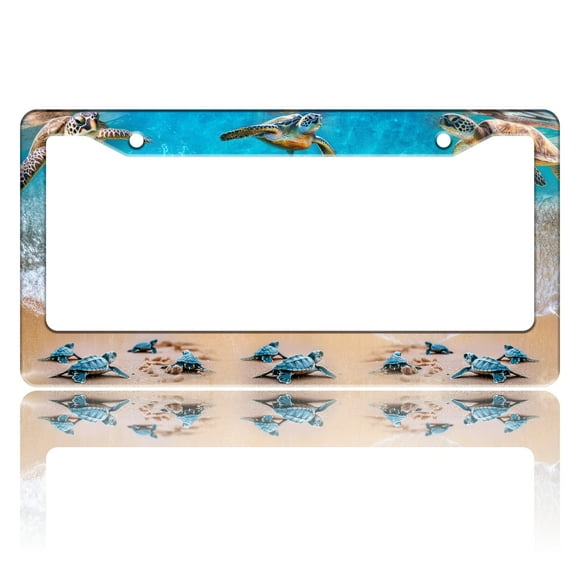Marco de matrícula TINALUIN Sea Turtle de acero inoxidable 16x31 cm