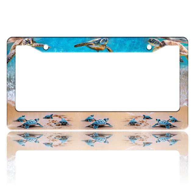 Marco de matrícula TINALUIN Sea Turtle de acero inoxidable 16x31 cm