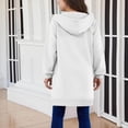 thumbnail image 6 of Girls Long Zip Up Hoodie Jacket, Teen Casual Loose Long Sleeve Hooded Sweatshirt Coat with Front Pockets, Kids Solid Lightweight Outerwear for Daily Outdoor School Wear(White,13-14 Years), 6 of 6