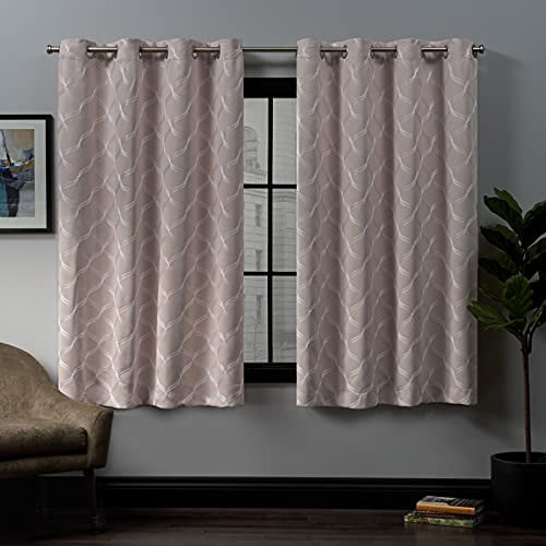 Exclusive Home Curtains Amelia Embroidered Woven Blackout Grommet Top Curtain Panel Pair 52x63 Blush