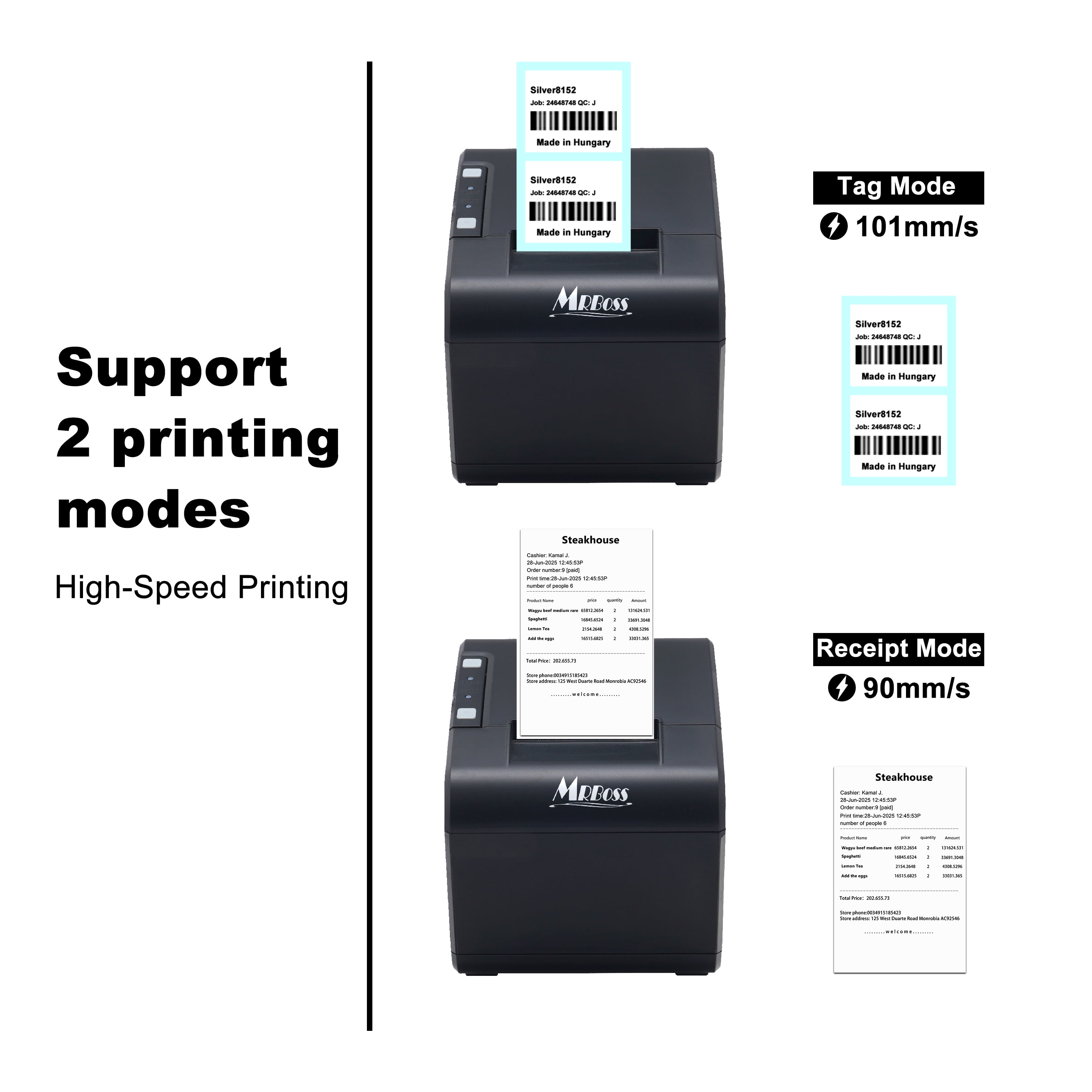 2" Bluetooth Thermal Label Printer Coffee stickers, price tags,Address, Logo, Clothing, Sticker Printer for Phones & PC