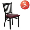 thumbnail image 2 of Flash Furniture 2 Pack HERCULES Series Black Vertical Back Metal Restaurant Chair - Burgundy Vinyl Seat, 2 of 9