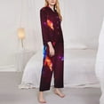 thumbnail image 3 of Honeii Futuristic Red And Blue Bird print Women's Pajama Sets Long Sleeve Button Down Sleepwear Nightwear Soft Pjs Lounge Sets-Medium, 3 of 7