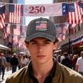 thumbnail image 2 of mgoYE 250 Year American Anniversary 1776-2026 Hat for Men Women, Adjustable Cotton USA Baseball Cap Black A, 2 of 5