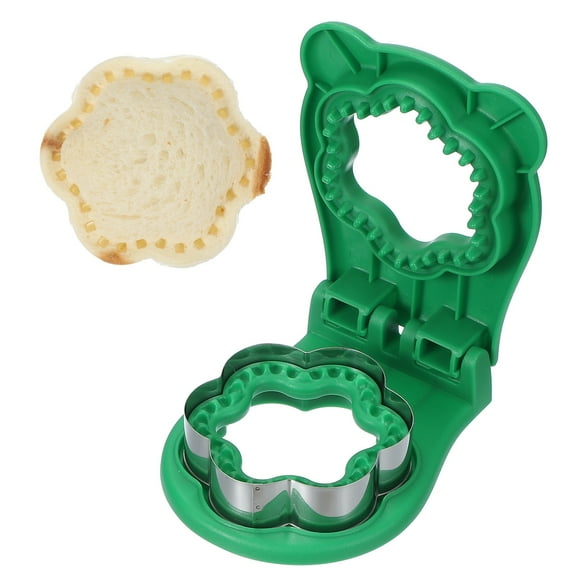 Uxcell Crustless Sandwich Cutter, Flower Shape Uncrustable Sandwich Maker Sealer Press Bread Cookie Cutter and Sealer for DIY Breakfast Lunch Afternoon Tea (Green)