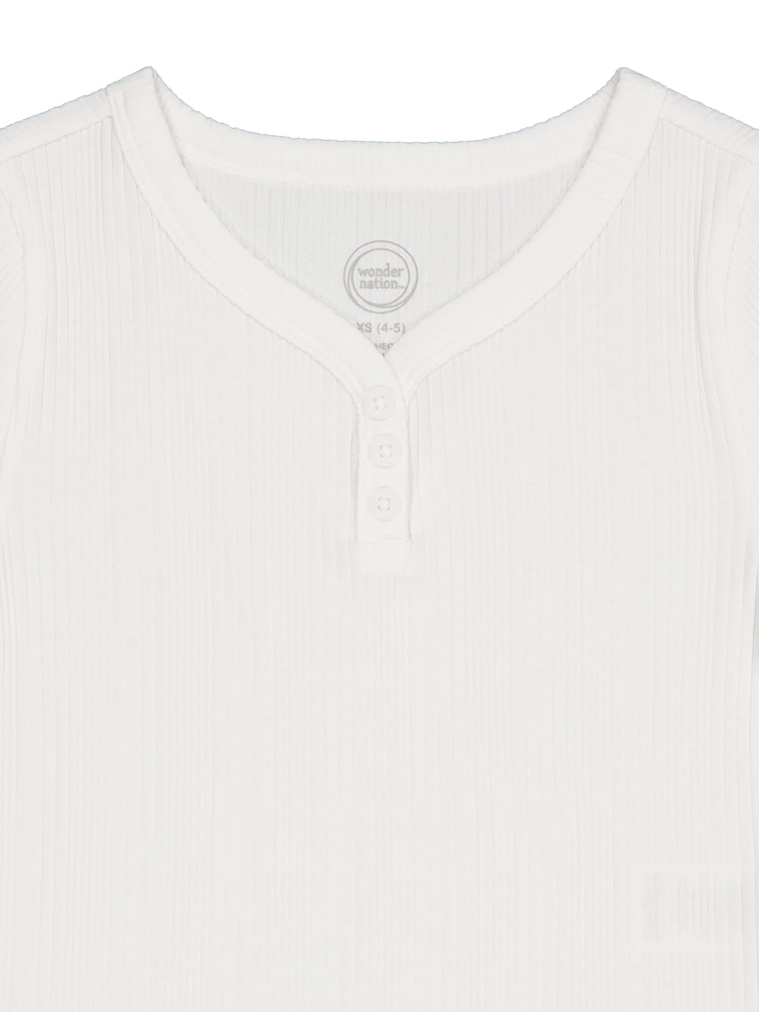 Wonder Nation Girls Short Sleeve Henley Knit Top, Sizes 4-18 & Plus