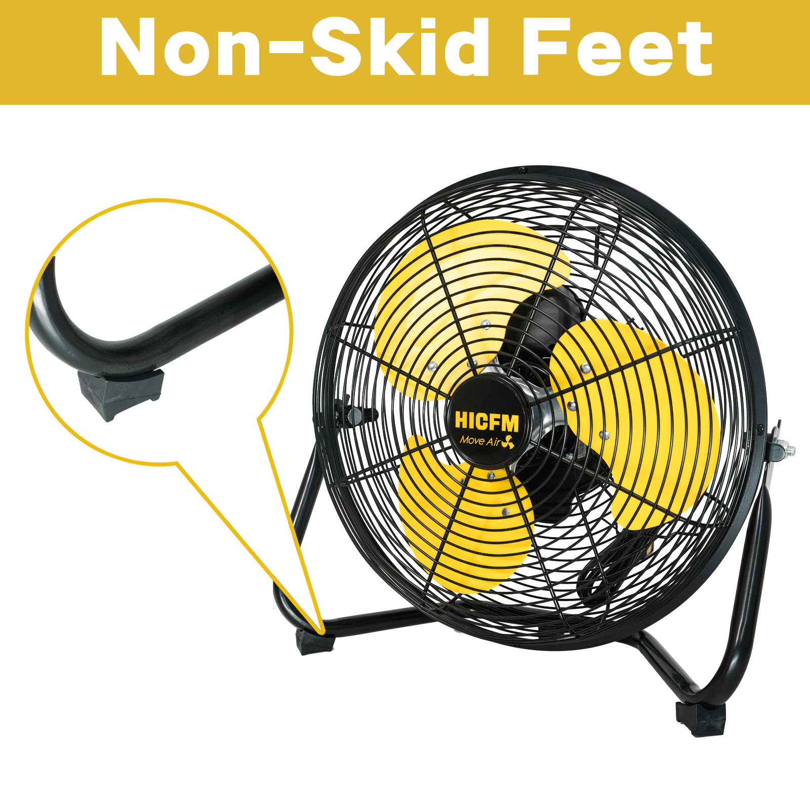 HiCFM 2 Pack 12 Inch Portable Floor Fan, 3 Speed Metal Industrial Shop Fans with 110° Tilt, 1400 CFM High Velocity Heavy Duty Fan, for Home, Garage, Workshop