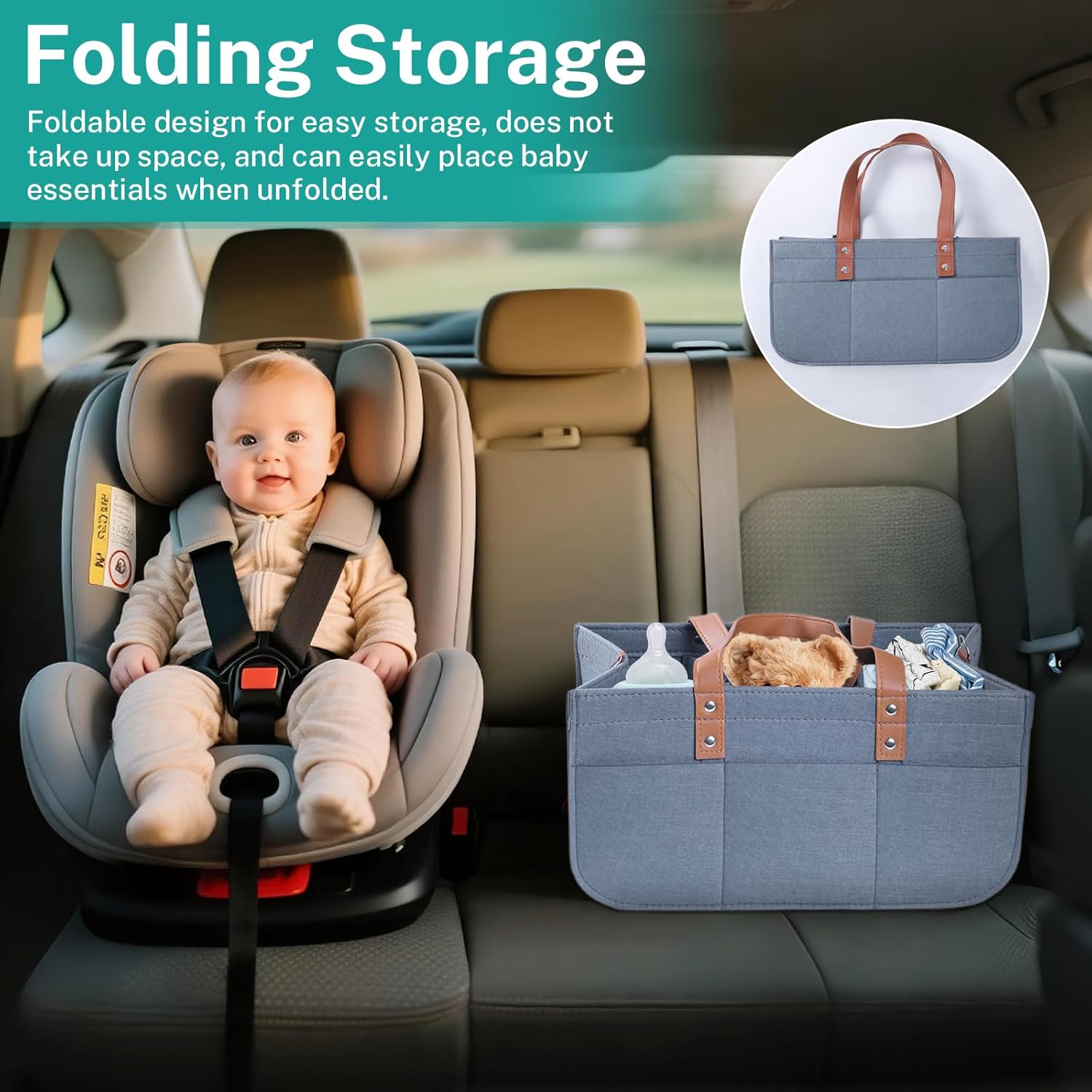 Diaper Caddy Bag,Car Organizer and Storage,Caddy Organizers with Handles and Straps, Baby Bottle Organizer for Nursery,Portable Baby Diaper Caddy