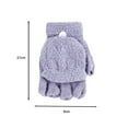 thumbnail image 6 of Eoperou 1 Pair Winter Gloves Thick Coral Fleece Half-finger Solid Color Flip Cover Warm Cold-proof Soft Anti-slip Mittens Student Writing Typing Gloves, 6 of 8