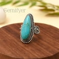 thumbnail image 4 of Natural Turquoise Long Gemstone Ring 925 Sterling Silver Statement Ring For Women Handmade Gemstone Christmas Jewellery Gift For Her (Size 11), 4 of 7
