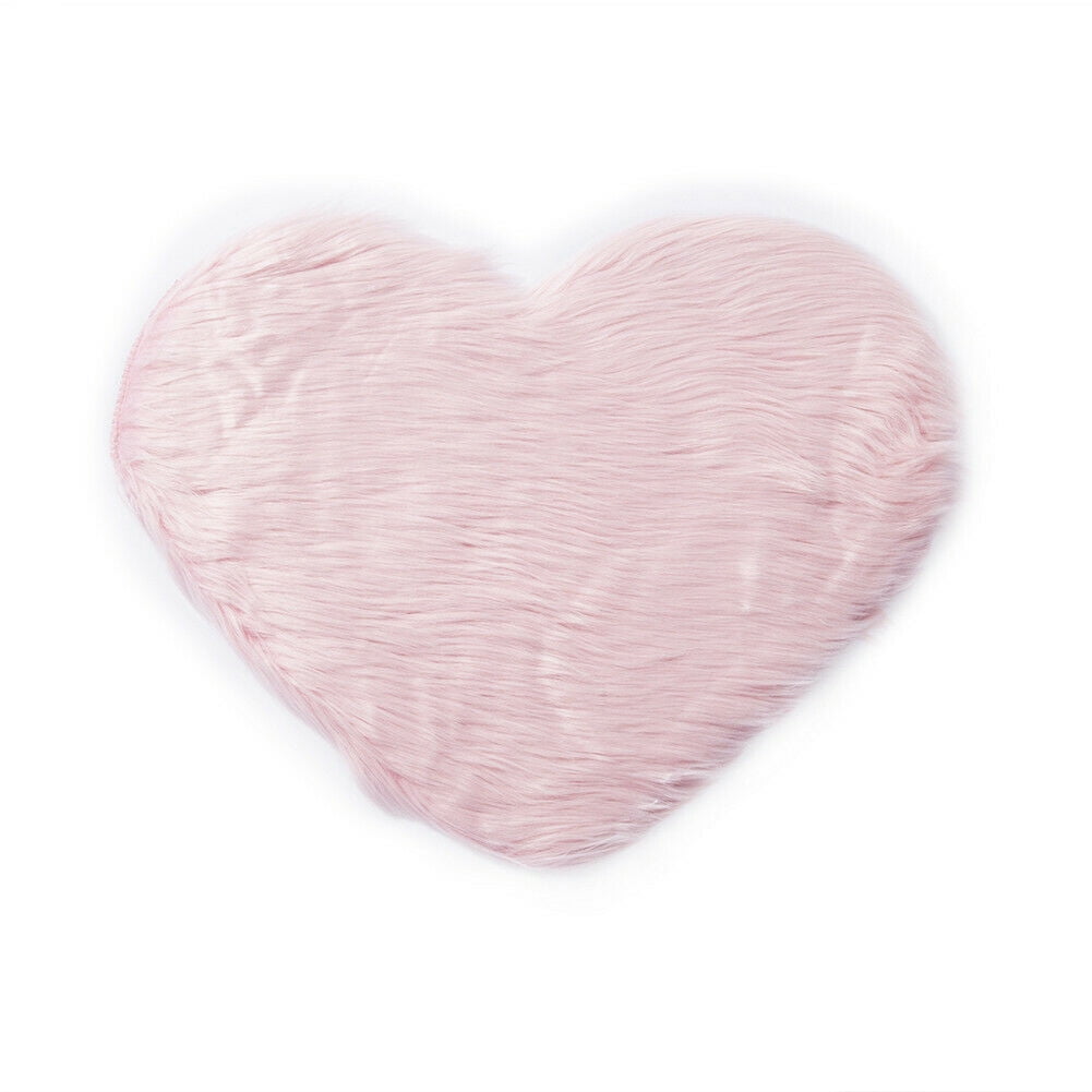 Fluffy Heart Shaped Rug Shaggy Floor Mat Soft Faux Fur Home Room Hairy