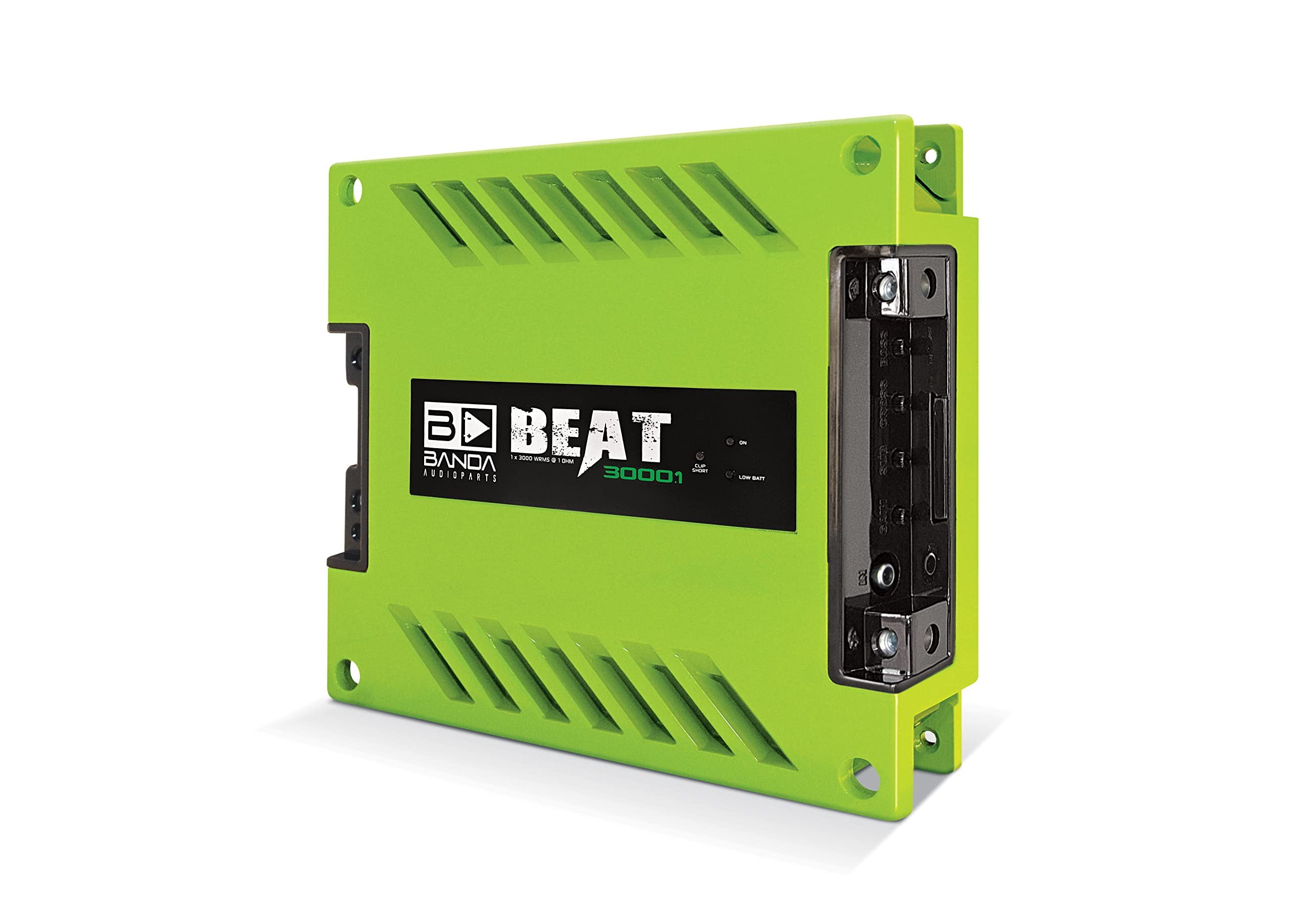 High Power Vehicle Audio Mono Bass Amplifier w/Subsonic Filter and Low Pass Filter Stable at 1 ohm GREEN