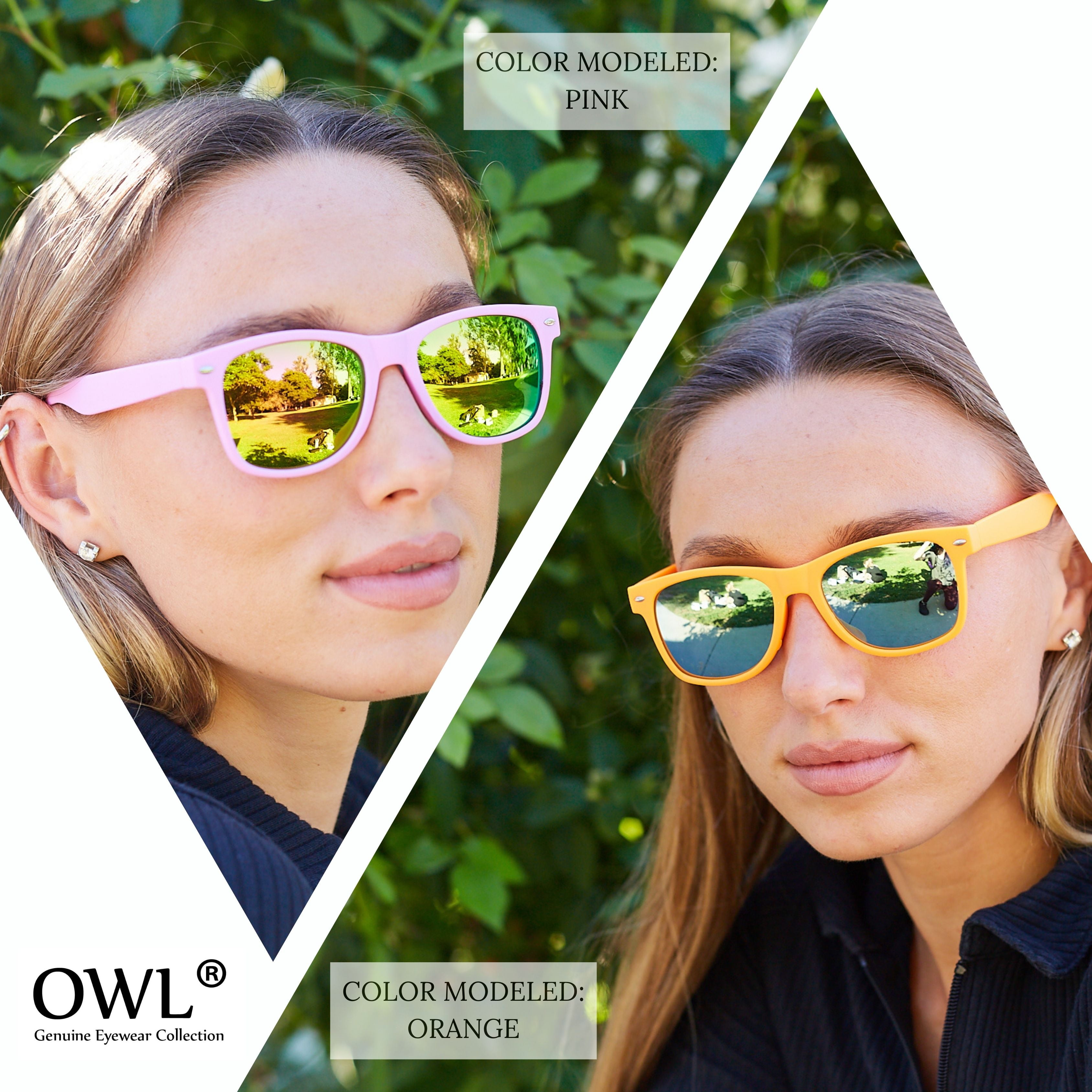 OWL Square Mirrored Sunglasses Mens Womens UV400 Protection Bulk Sunglasses (20 Pack)