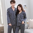 thumbnail image 5 of Men's Long Sleeve Pajamas Set Casual Spring Stripe Printing Comfortable Home Wear Polyester​​, 5 of 8