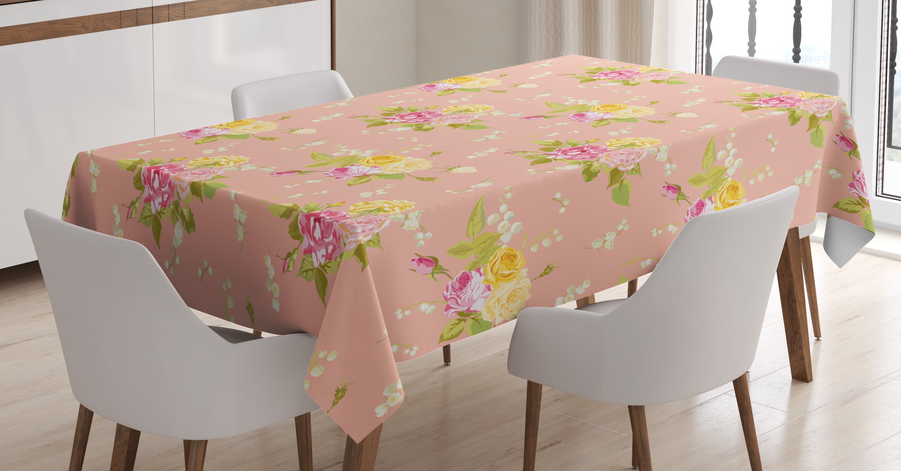 Shabby Chic Decor Tablecloth Colorful Vintage Roses Corsage