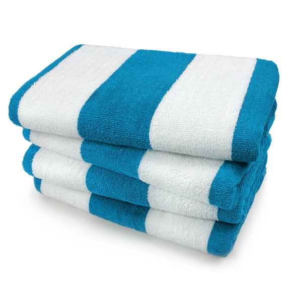 Kaufman - Soft Oversized Beach Towels | 30" x 70" Terry Cabana Striped Beach Towels | Absorbent, Quick-Drying | 100% Cotton Thick Beach Towels (4 Pack)