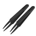thumbnail image 1 of Unique Bargains 4.5' Length Plastic Black Antistatic Straight Tweezers 2 Pcs, 1 of 1