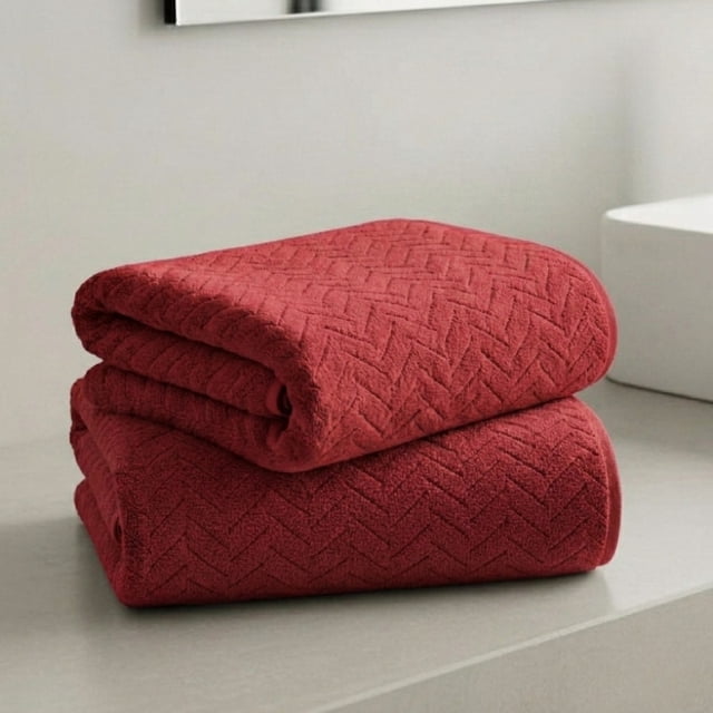 Pack de 2 Toallas de Microfibra Grandes (140x70 cm) Extra Suaves y de Secado Rápido para Baño, Alberca, Gimnasio y Viaje, Mod. Rojo