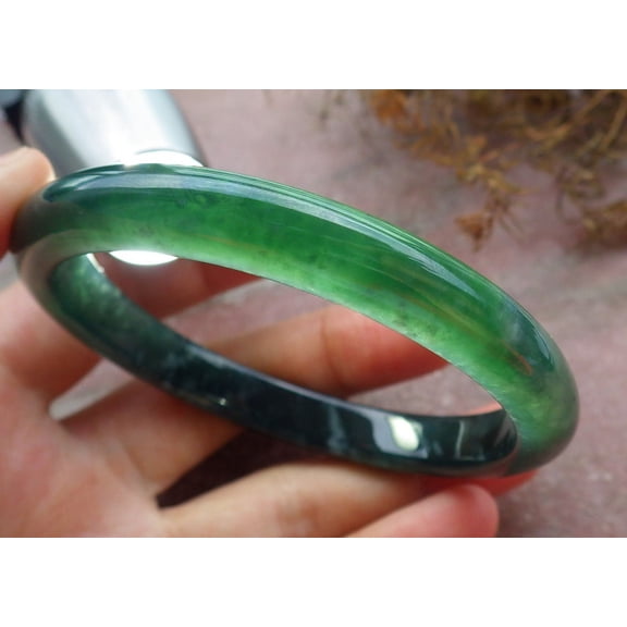 Certified Icy Green Burma Natural A JADE Jadeite Bangle Bracelet 60 mm 664614 TN
