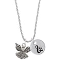 thumbnail image 1 of Delight Jewelry Silvertone Angel with Heart Silvertone Script Initial Disc - & - Charm Necklace, 20"+3", 1 of 4