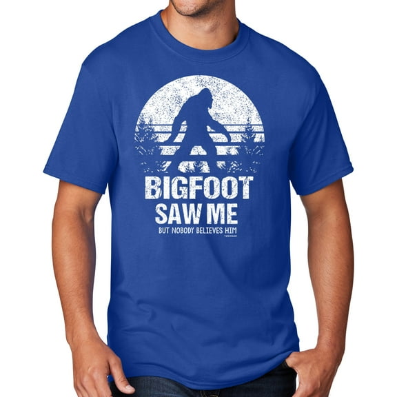 Men's Bigfoot Saw Me Funny Sasquatch T-shirt, 3XL True Royal Blue - TALL
