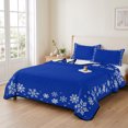 thumbnail image 2 of Quilts Full Size Bedding Set, Blue Snowflake Christmas Lightweight Quilted Comforter, Xmas Snowflake Winter Modern Art Soft Reversible Bedspread Coverlet with Pillow Covers for All Season, 78" x 90", 2 of 9