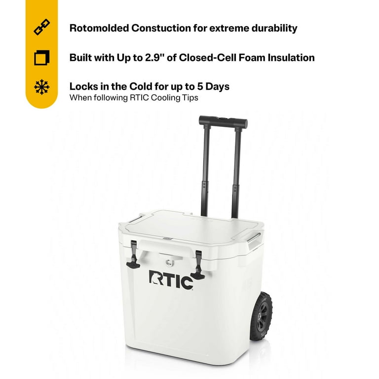 RTIC Ultra-Tough 45 QT Cooler, Ice Chest with Lid, White, Holds 60