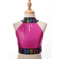 thumbnail image 3 of TiaoBug Kids Girls Sequins Ballet Dance Dress Hip Hop Jazz Dance Crop Top with Mini Skirt Latin Salsa Hot Pink S, 3 of 7