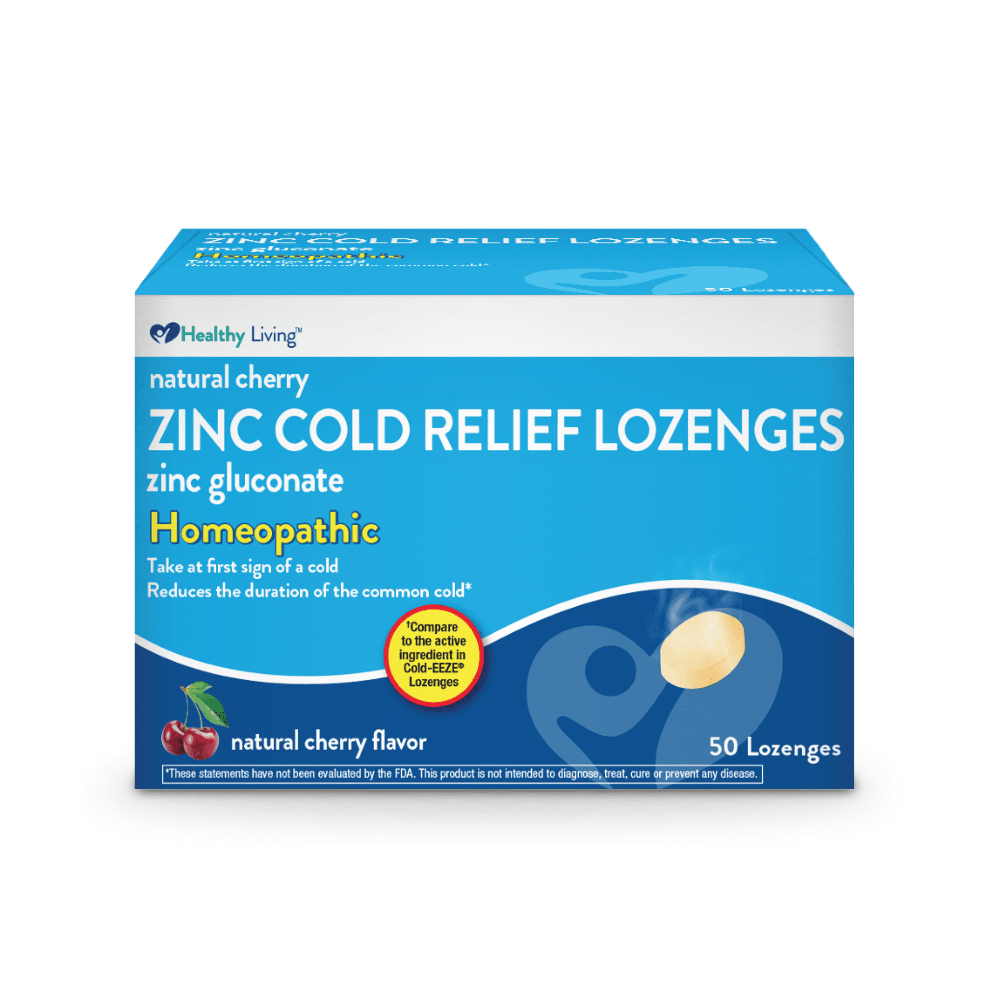 Healthy Living Cherry Zinc Lozenges, Homeopathic Cold Remedy, Reduces Duration of The Common Cold, Sore Throat, Cough, Congestion and Post Nasal Drip, 50 Count