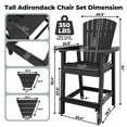thumbnail image 4 of Outdoor Bar Height Adirondack Chairs with Connecting Tray,Balcony Chairs Recycled Poly Adirondack,Tall Adirondack Chairs Bar Chairs for Deck,Backyard,Outdoor Adirondack Chairs Weather Resistant, 4 of 7