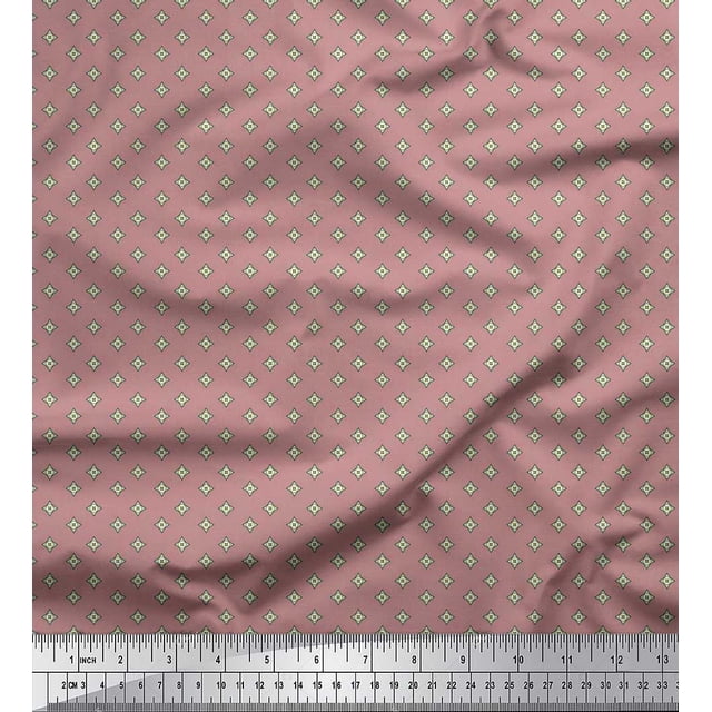 Soimoi Silk Fabric Geometric Star Shirting Decor Fabric Printed Yard 42 Inch Wide