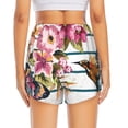 thumbnail image 4 of Uemuo Bird and Floral Pattern Women's Athletic Shorts High Waisted Running Shorts with Liner Pockets Gym Elastic Workout Shorts-, 4 of 9